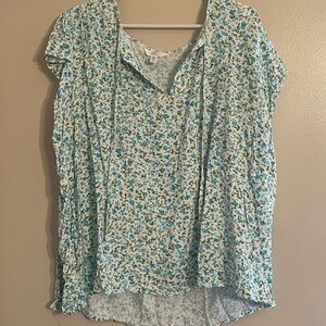 Time and Tru - Floral Blue Women's Top